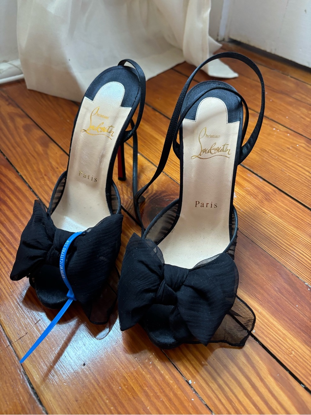 Christian Louboutin Artydiva 120 black Ruched Bow Peeptoe Heels